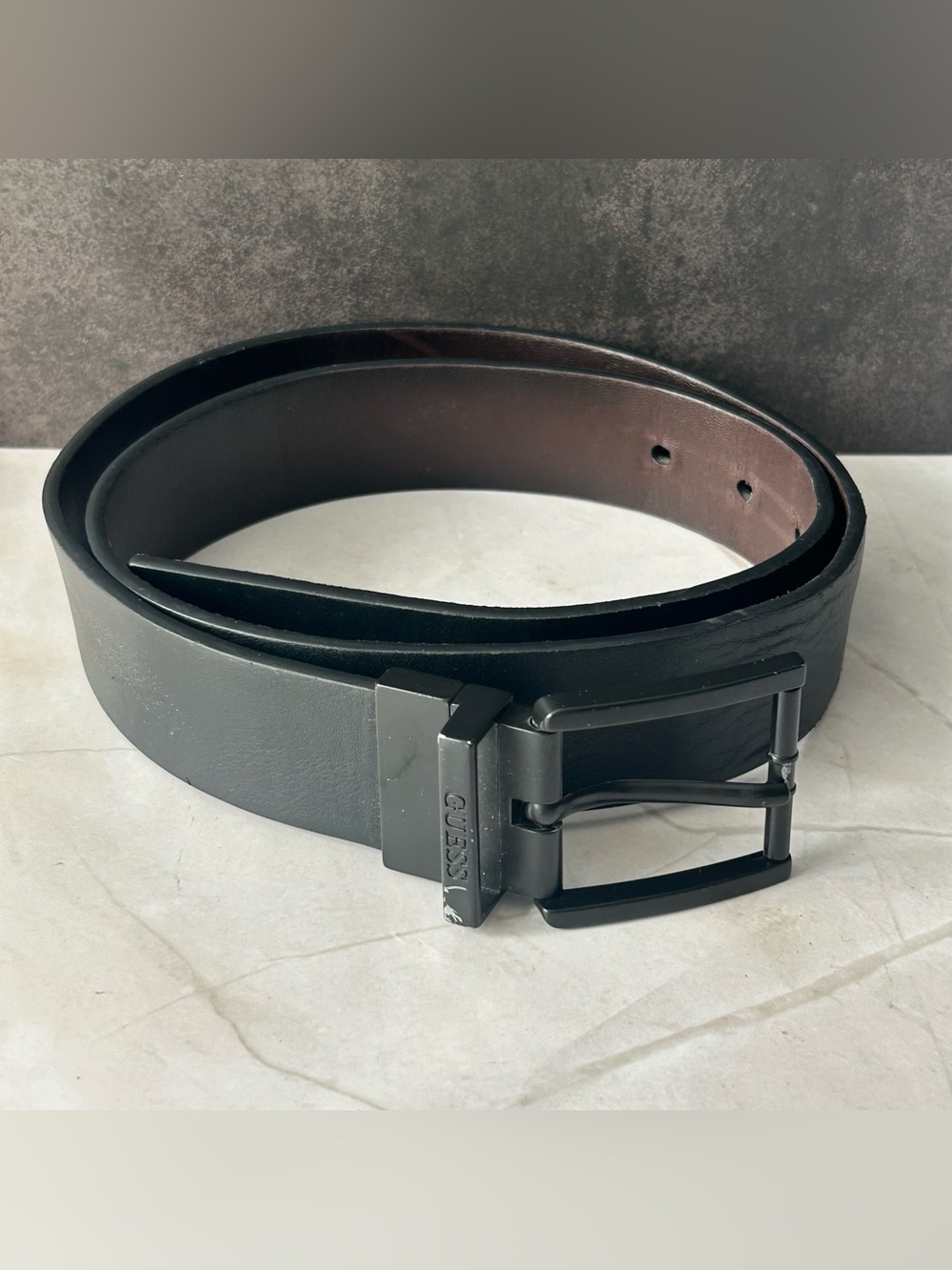 Guess Black and Brown Reversible Leather Belt